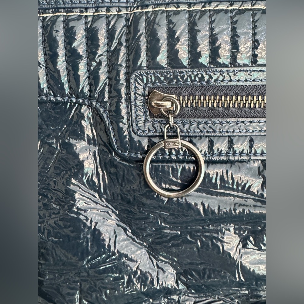 Coach Poppy Quilted Blue Patent Leather Tote Bag - Picture 8 of 14